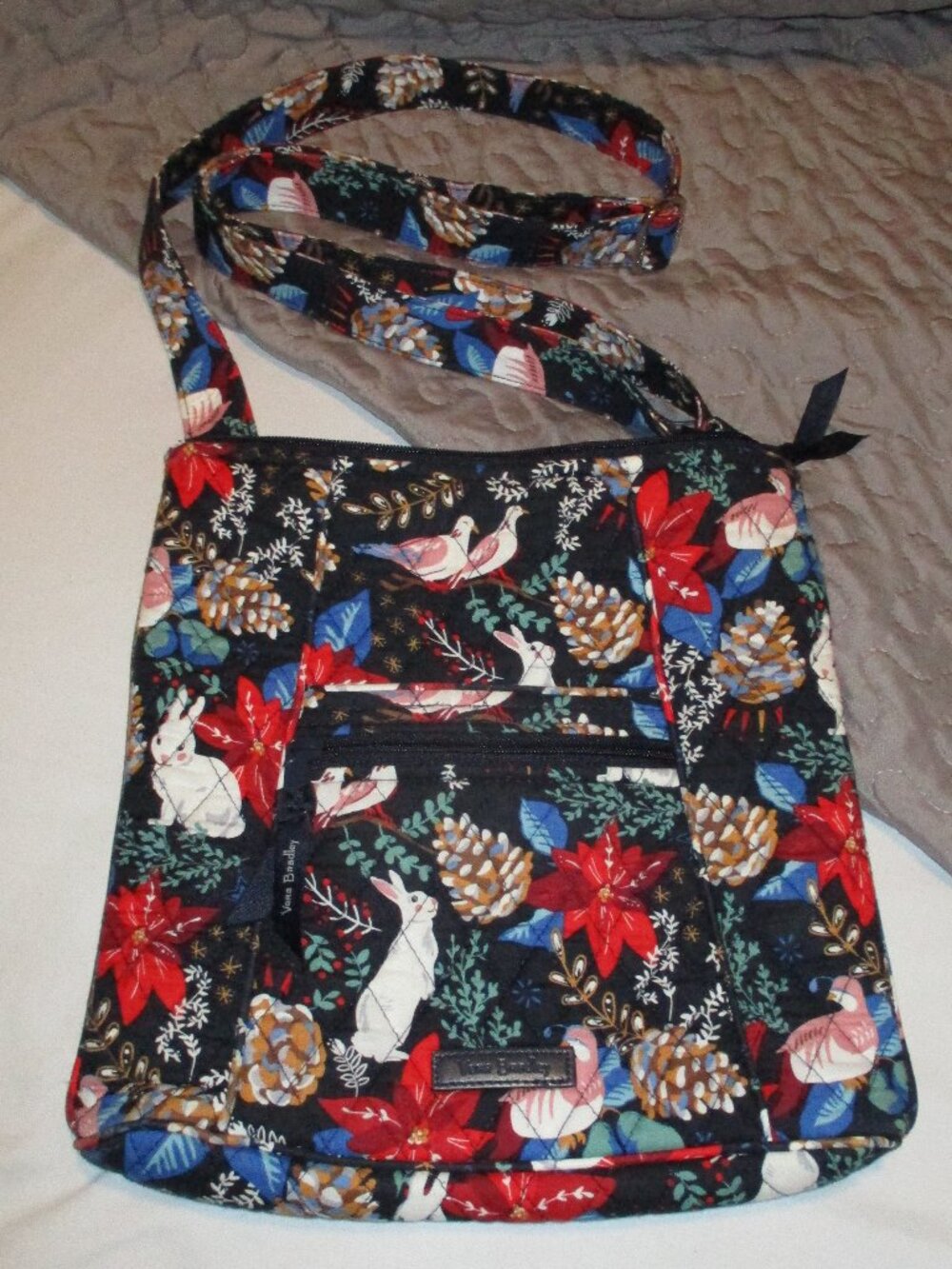 Vera Bradley Hipster Crossbody Bag Winter Forest Bunny Poinsettia New NO Tag